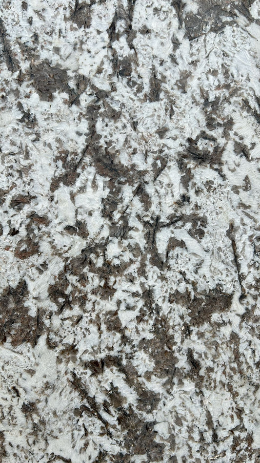 White and dark brown granite remnant, 2cm